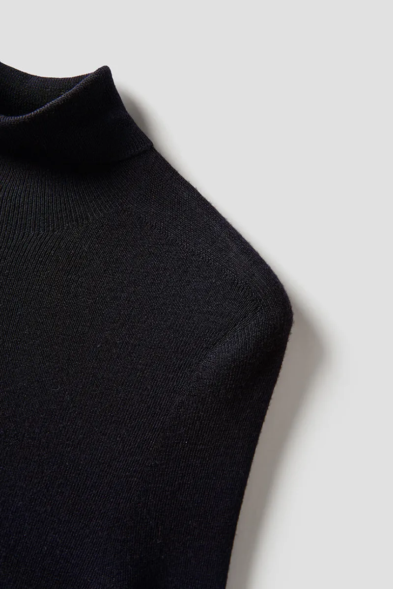 100 Wool Seamless Knitted Turtleneck Sweater