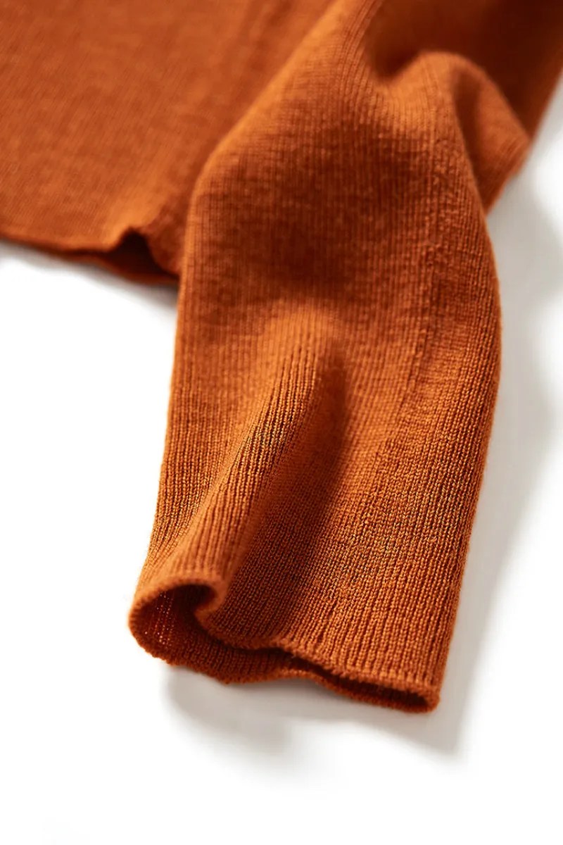 100 Wool Seamless Knitted Turtleneck Sweater