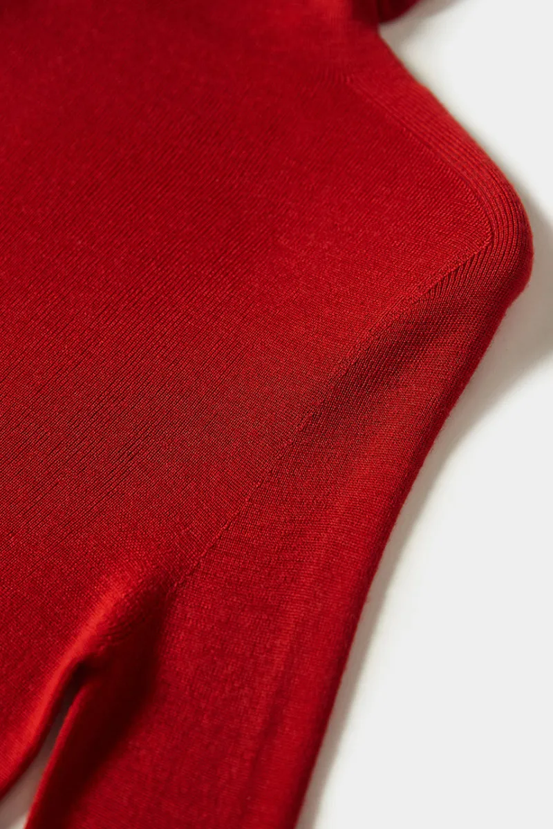 100 Wool Seamless Knitted Turtleneck Sweater