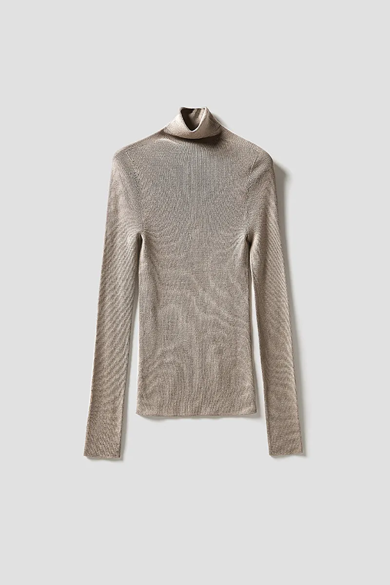 100 Wool Seamless Knitted Turtleneck Sweater