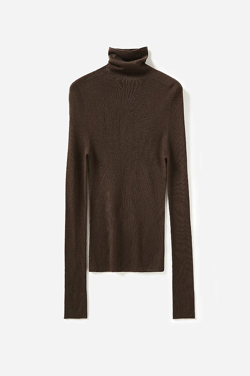 100 Wool Seamless Knitted Turtleneck Sweater