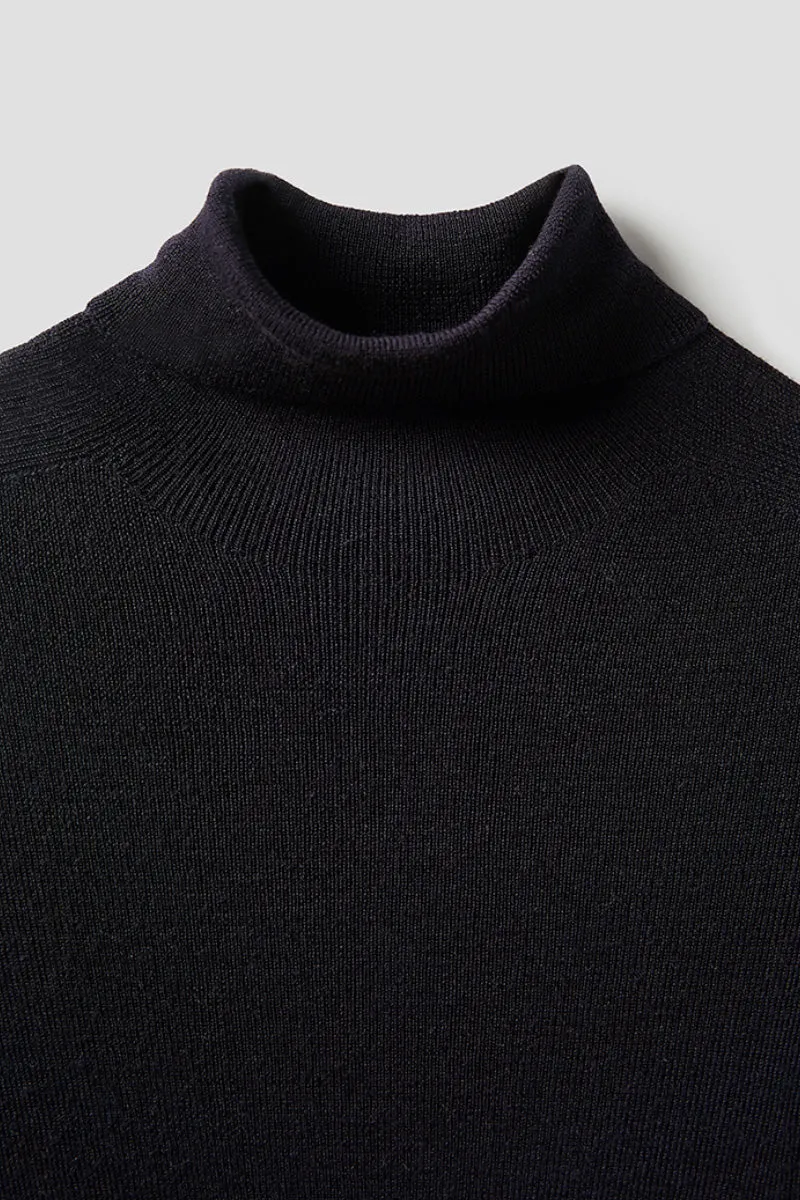 100 Wool Seamless Knitted Turtleneck Sweater