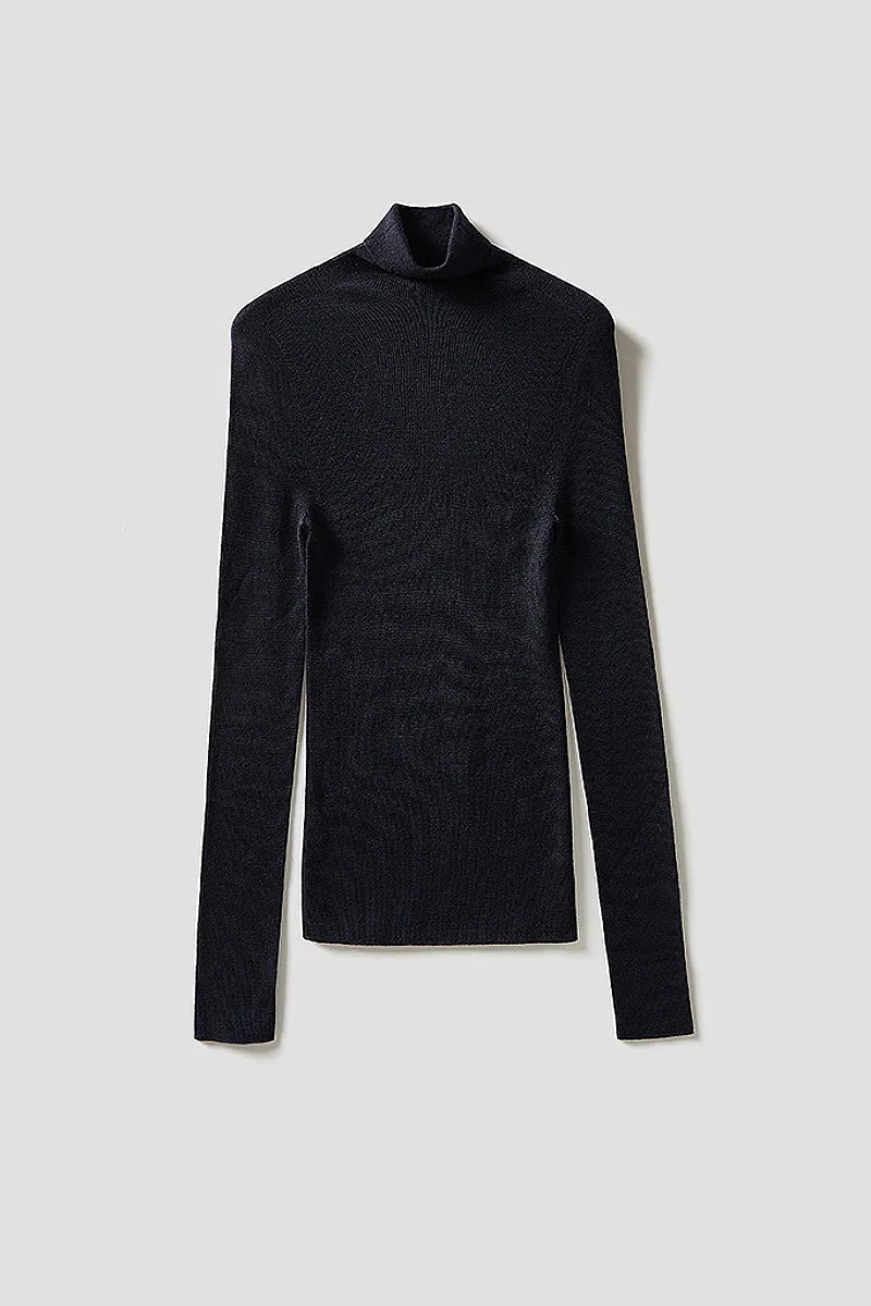 100 Wool Seamless Knitted Turtleneck Sweater