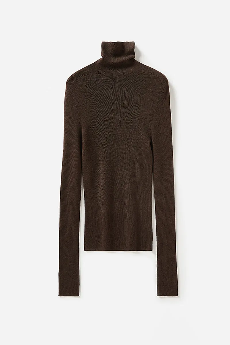 100 Wool Seamless Knitted Turtleneck Sweater