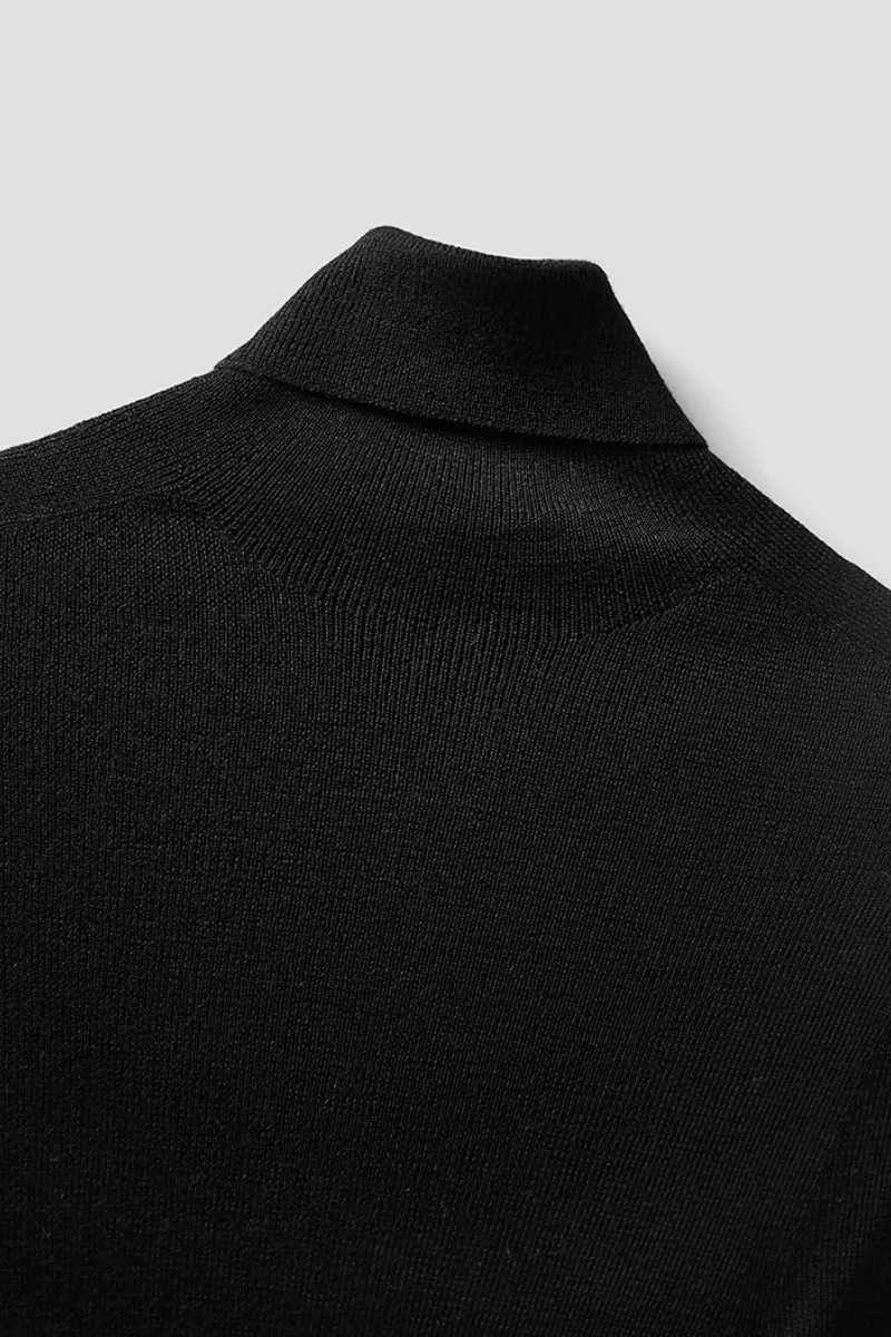 100 Wool Seamless Knitted Turtleneck Sweater