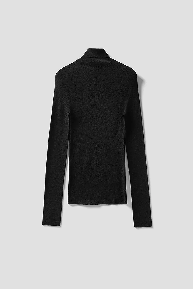 100 Wool Seamless Knitted Turtleneck Sweater