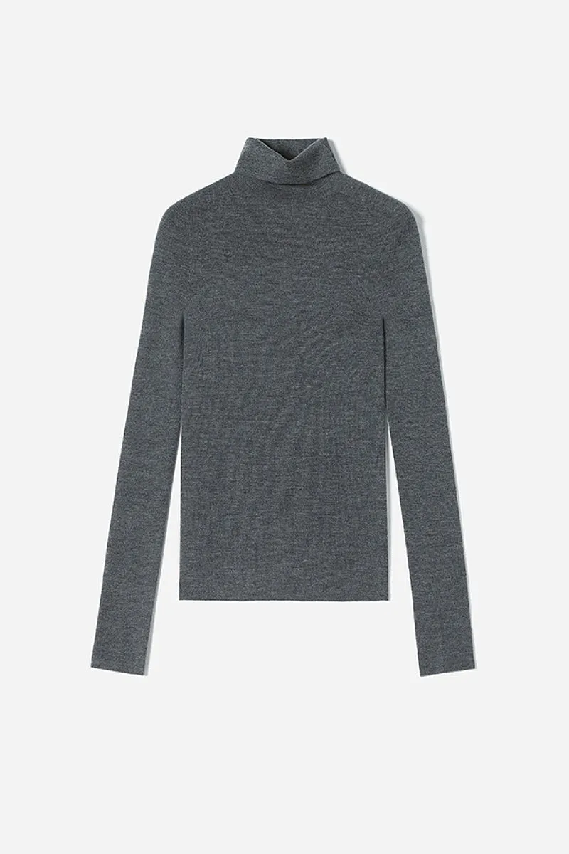 100 Wool Seamless Knitted Turtleneck Sweater