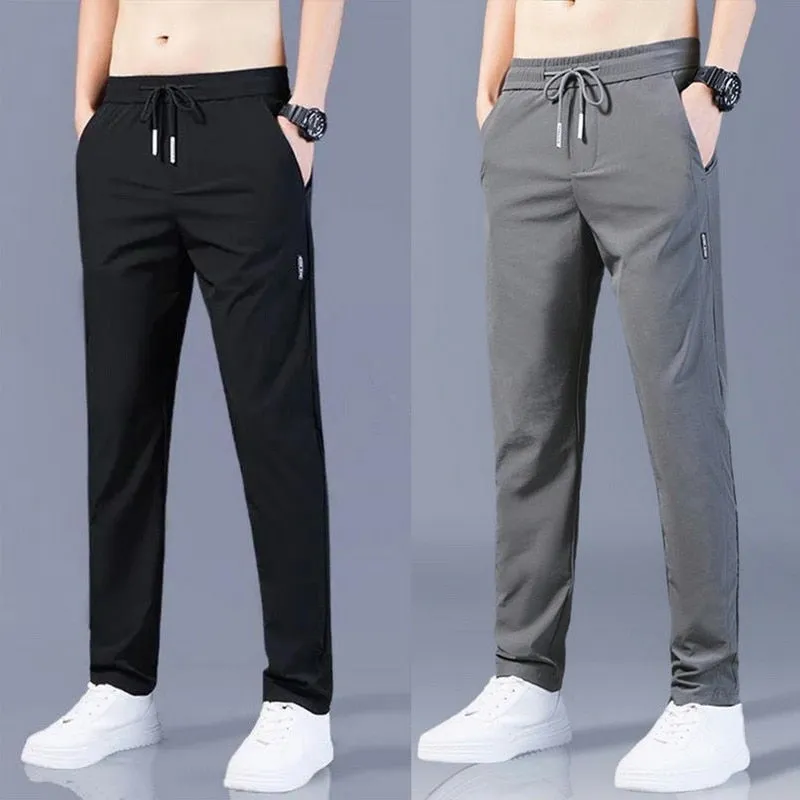 2022 Men&#39;s Casual Trousers Spring Summer Solid Color Fashion Pocket Applique Full Length Casual Work Pants Straight Pantalon