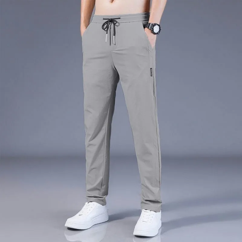 2022 Men&#39;s Casual Trousers Spring Summer Solid Color Fashion Pocket Applique Full Length Casual Work Pants Straight Pantalon