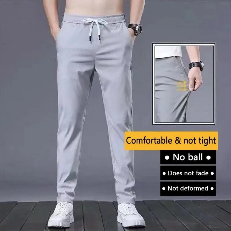 2022 Men&#39;s Casual Trousers Spring Summer Solid Color Fashion Pocket Applique Full Length Casual Work Pants Straight Pantalon
