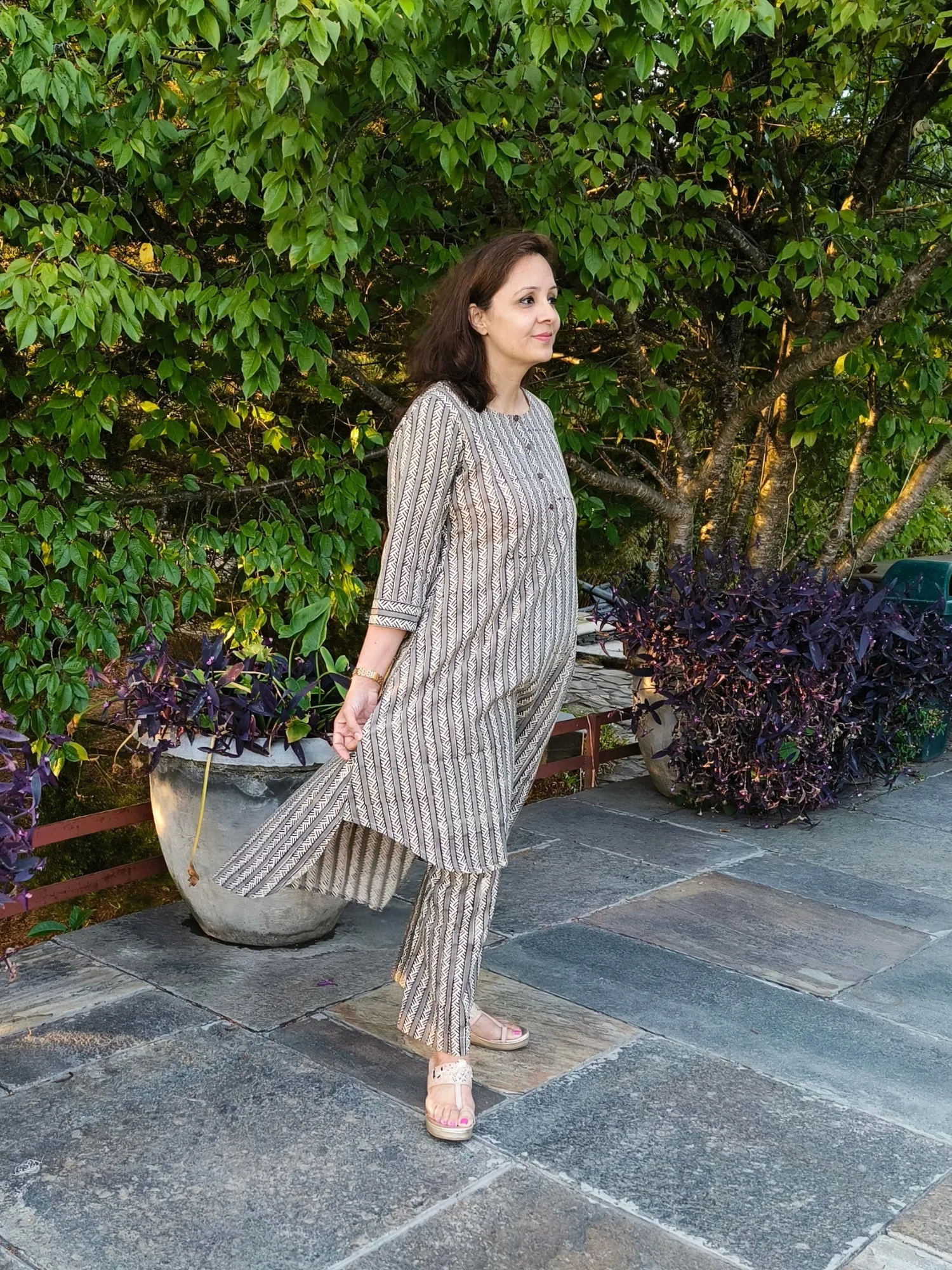 Aalia Striped Block Print Cotton Co-ord