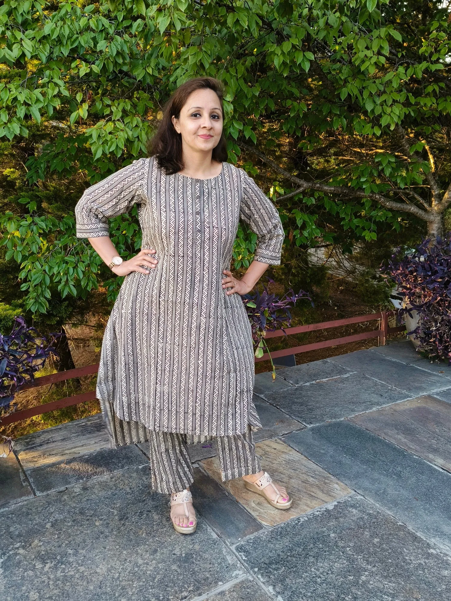 Aalia Striped Block Print Cotton Co-ord