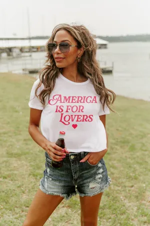 AMERICA IS FOR LOVERS CROPPED SHORT SLEEVE TEE