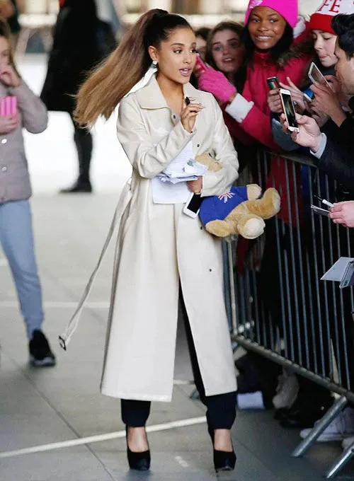 Ariana Grande Long Leather Coat.