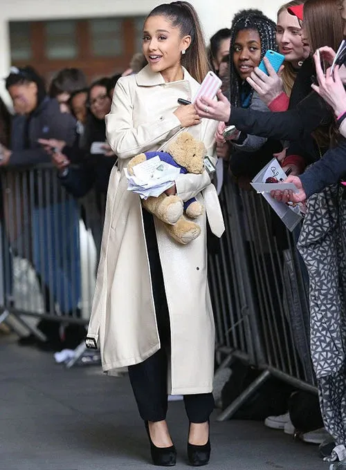 Ariana Grande Long Leather Coat.