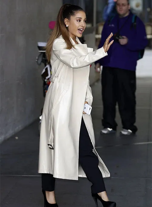 Ariana Grande Long Leather Coat.