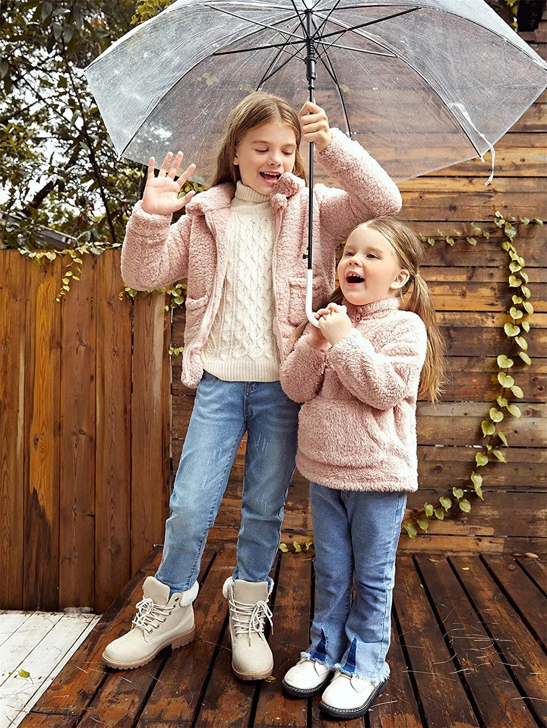Arshiner Girls Full Zip Fleece Jacket Sherpa Outwear Coat