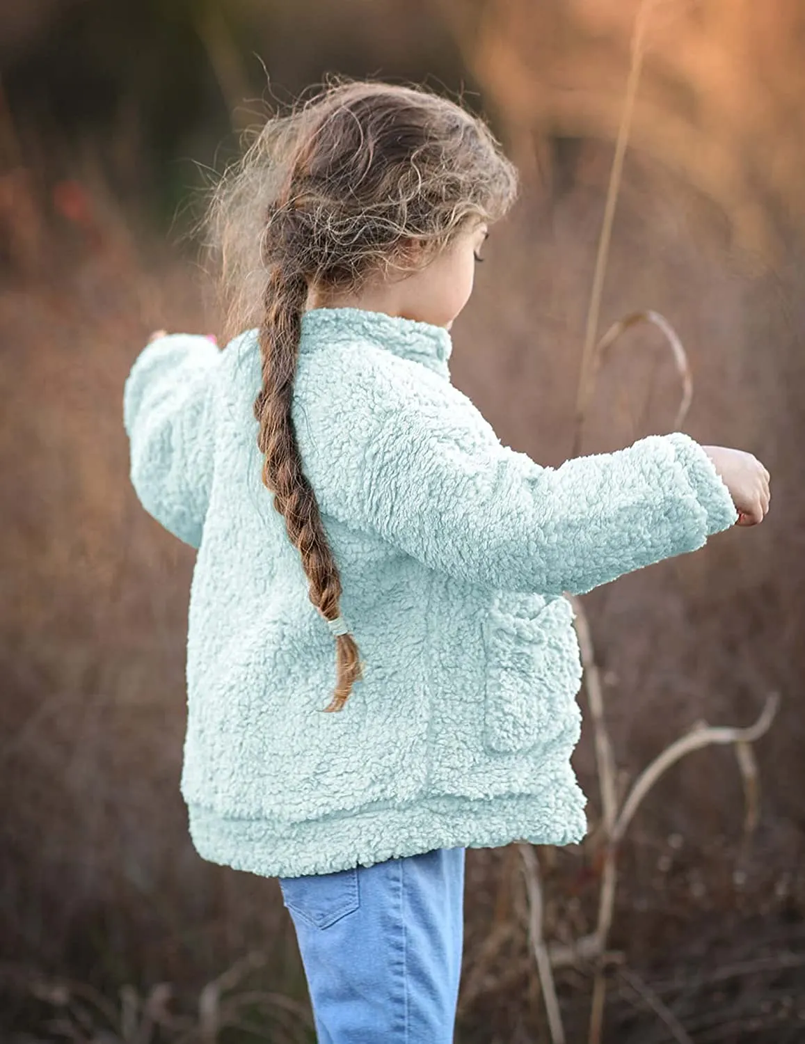 Arshiner Girls Full Zip Fleece Jacket Sherpa Outwear Coat