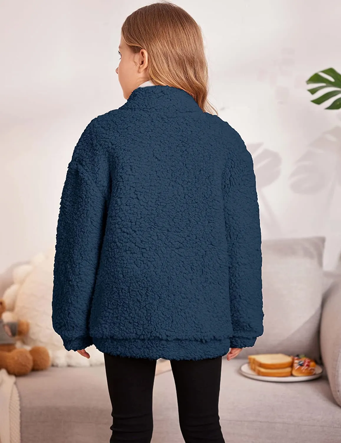 Arshiner Girls Full Zip Fleece Jacket Sherpa Outwear Coat