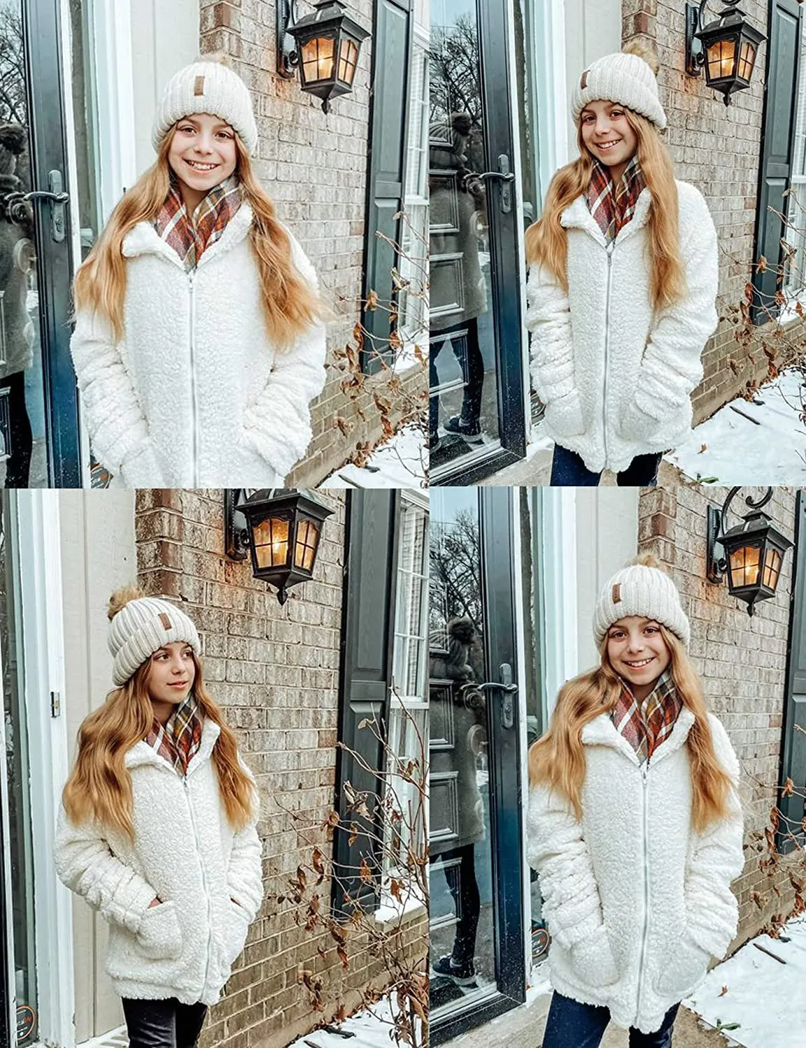 Arshiner Girls Full Zip Fleece Jacket Sherpa Outwear Coat