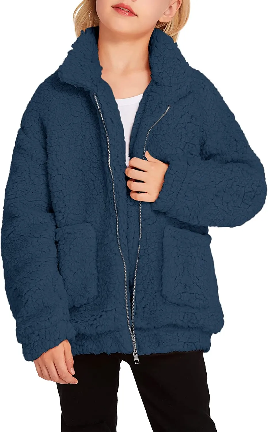 Arshiner Girls Full Zip Fleece Jacket Sherpa Outwear Coat