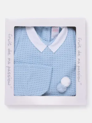 Baby Boy 3-Piece Waffle Knit Gift Box Set- Baby Blue