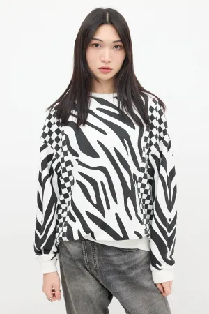 Black & White Printed Oversized Crewneck Sweater