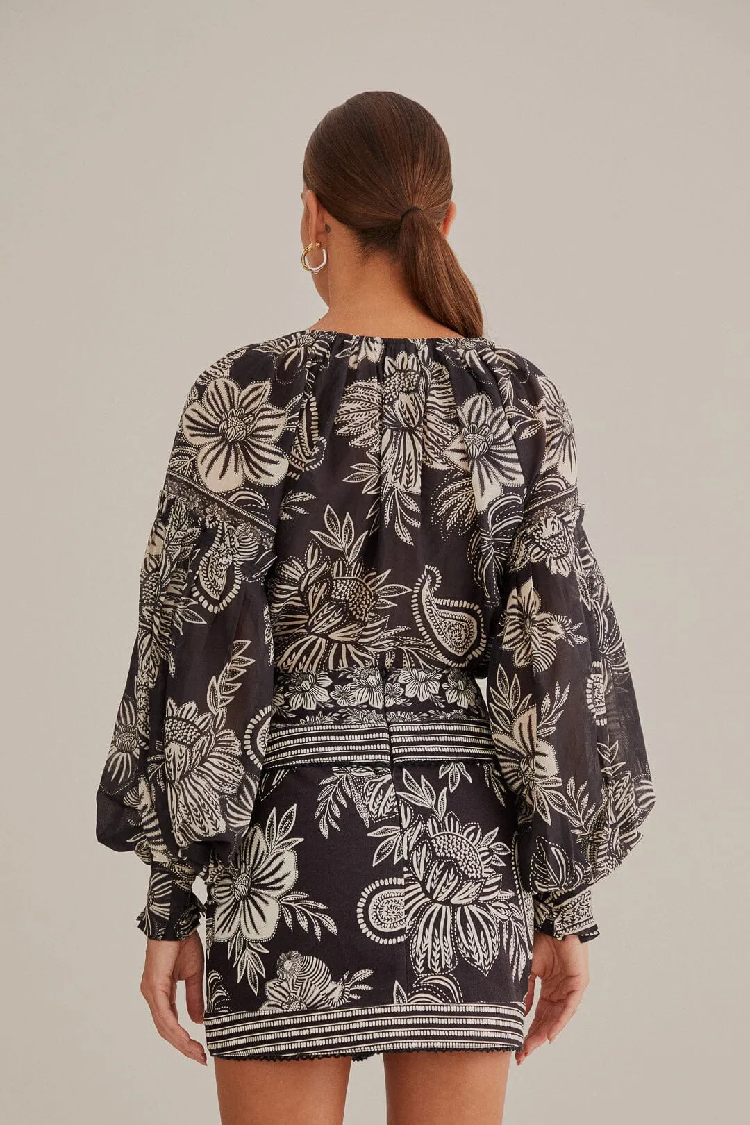 Black Paisley Bloom Mini Skirt