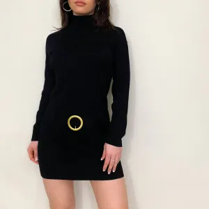 Black Turtleneck Sweater Mini Dress