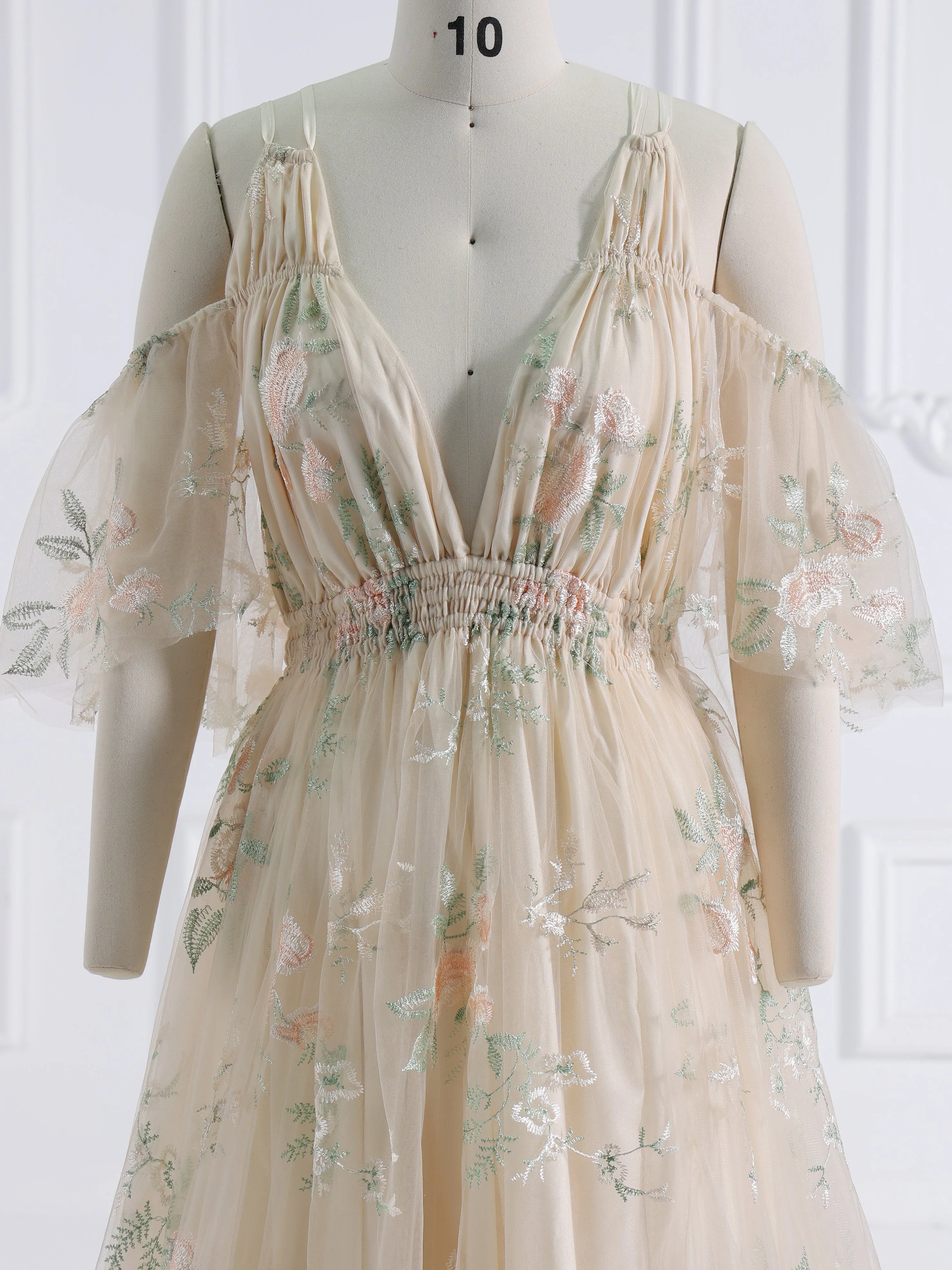 Boho Chic Elegance Embroidery Lace Tulle Photography Dress YW231158