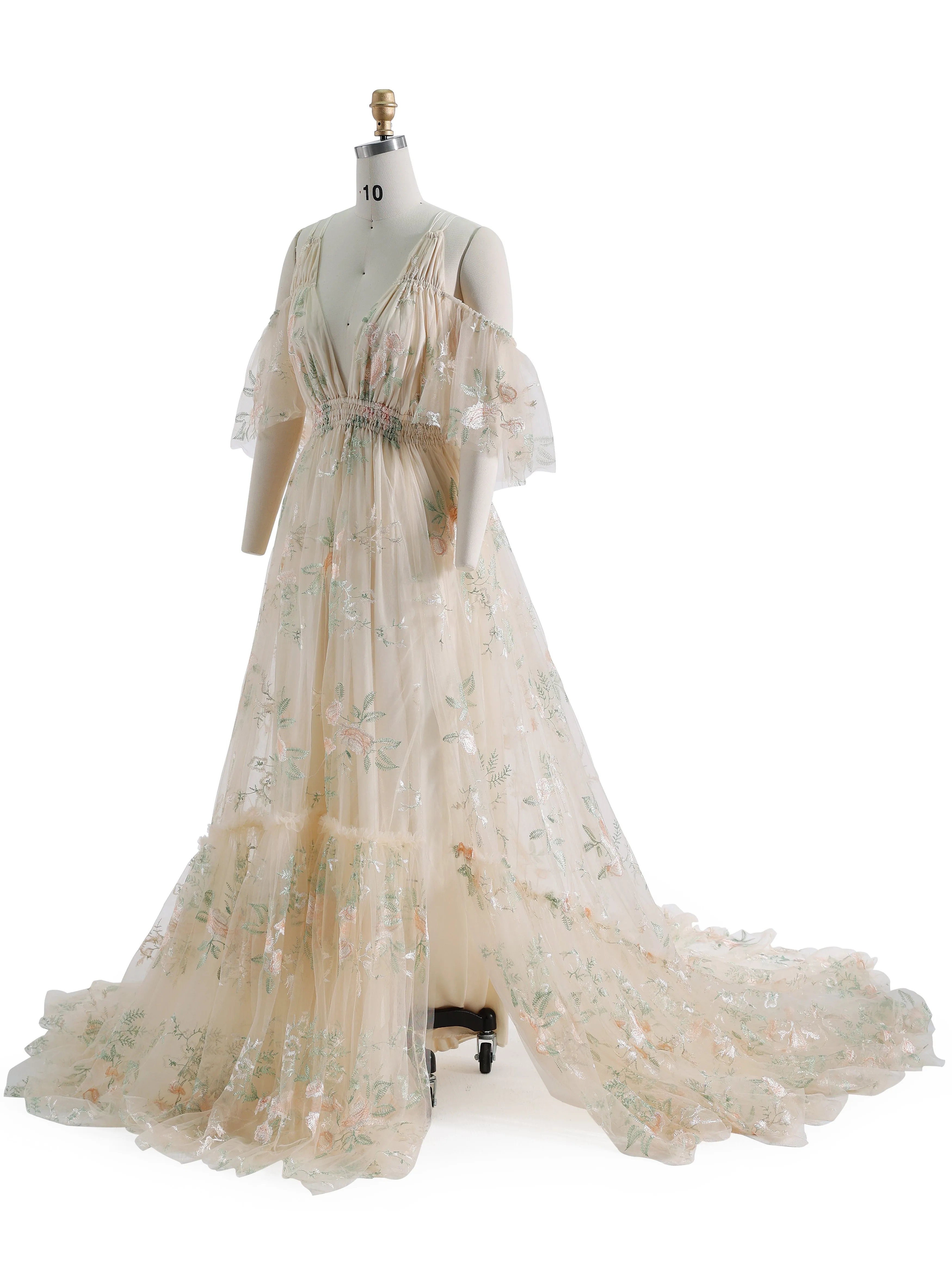 Boho Chic Elegance Embroidery Lace Tulle Photography Dress YW231158