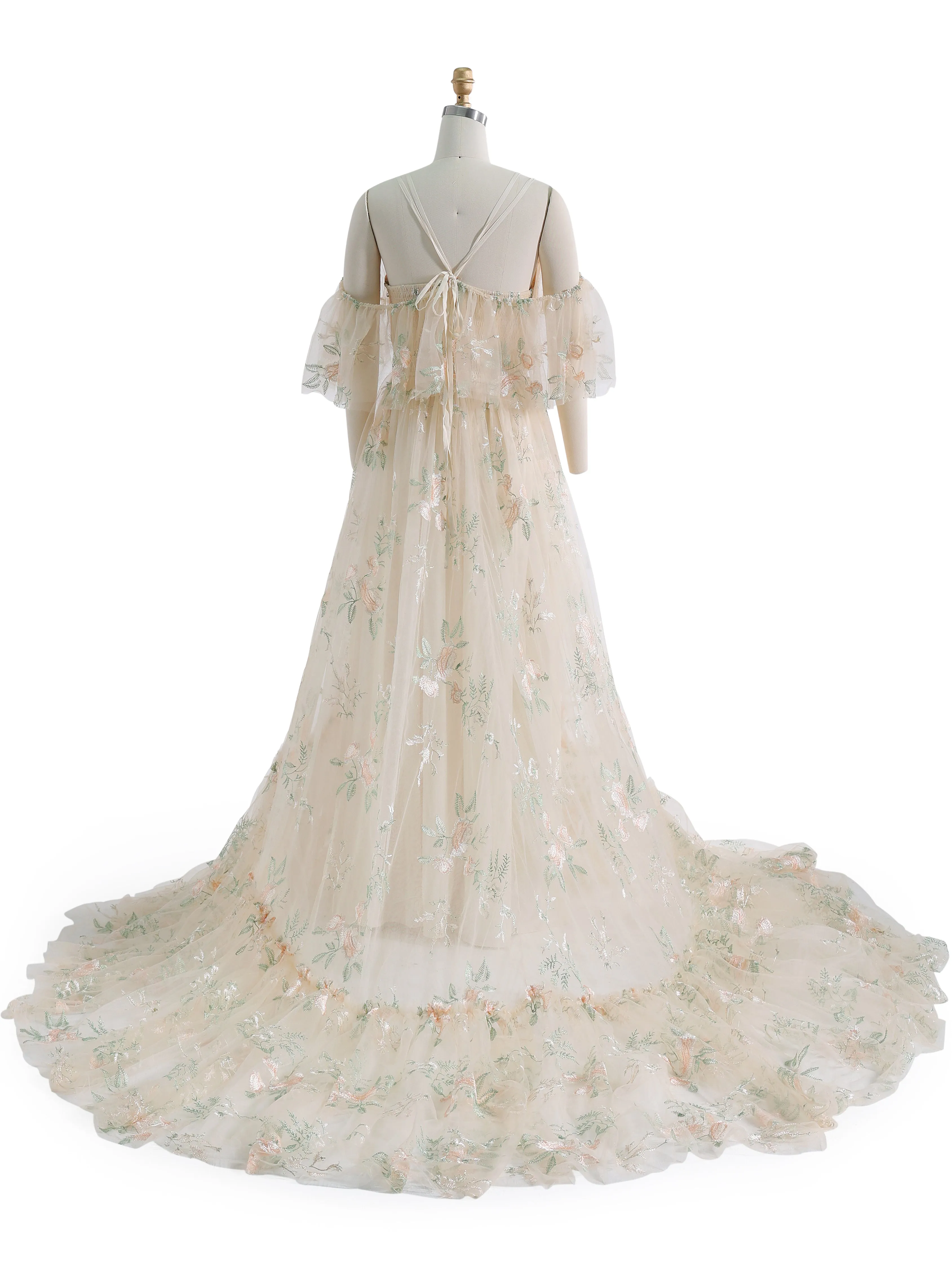 Boho Chic Elegance Embroidery Lace Tulle Photography Dress YW231158