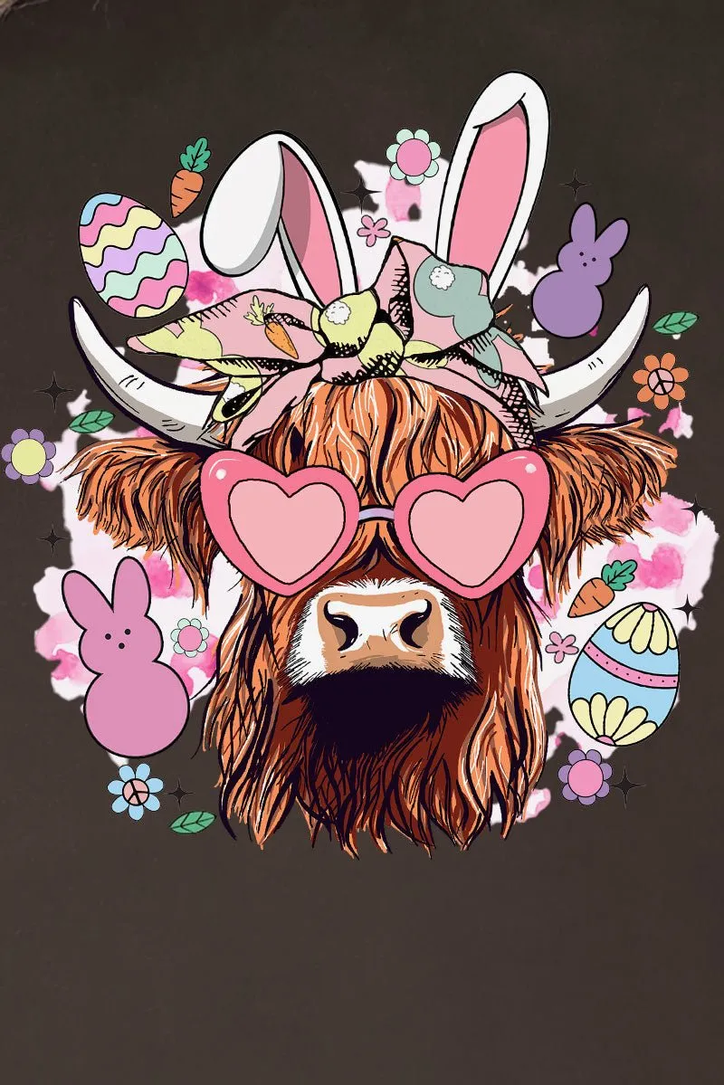 Bunny Hoppin' Highland Cow Heavy-weight Crew Sweatshirt