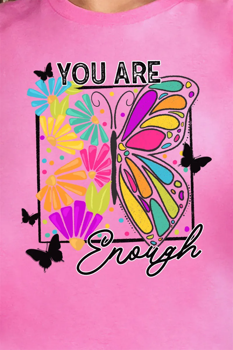 Butterfly You Are Enough Short Sleeve Relaxed Fit T-Shirt
