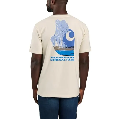 Carhartt 106406 Men's Relaxed Fit Heavyweight Short-Sleeve Yellowstone National - 2X-Large Tall - Malt