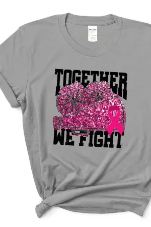 Cheer Together We Fight Pink Ribbon Short Sleeve Relaxed Fit T-Shirt