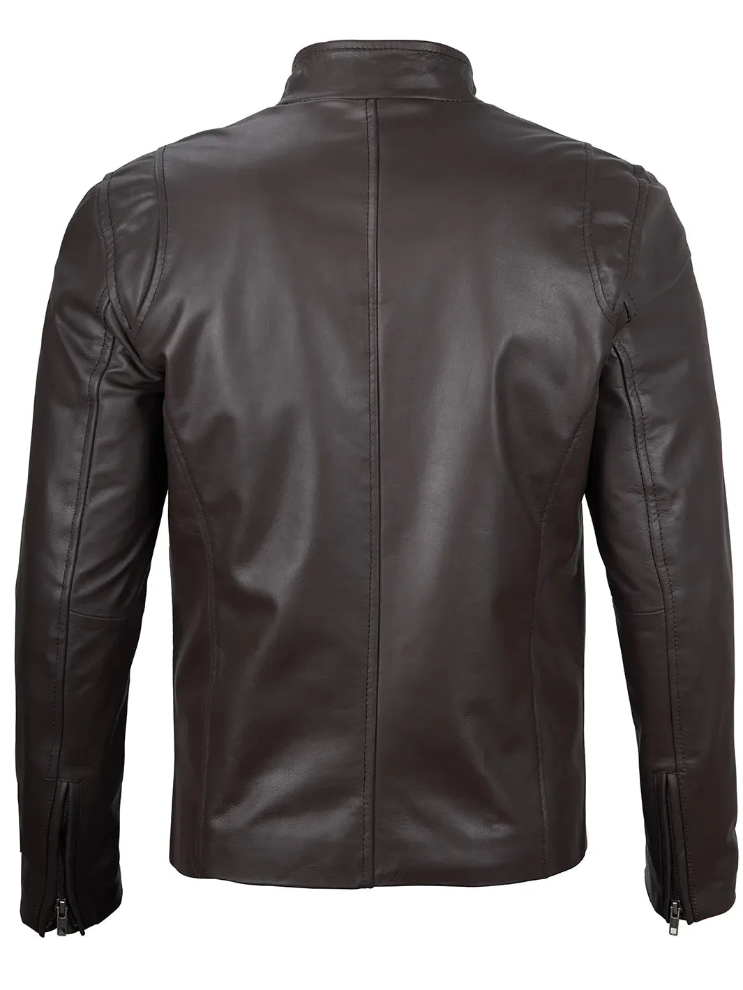 Clinton Dark Brown Cafe Racer Leather Jacket
