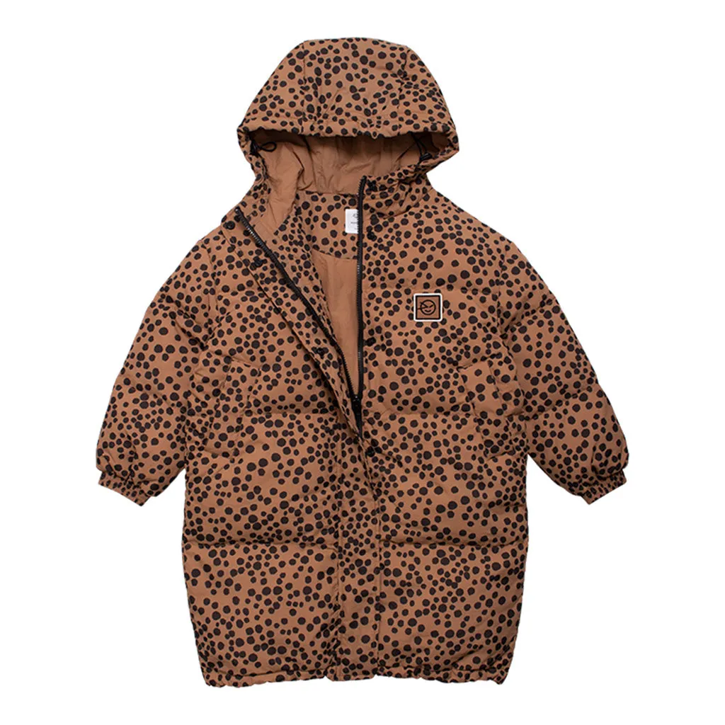 Coat Long Down Animaux Tan Black