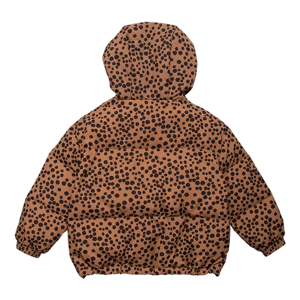 Coat Short Down Animaux Tan Black