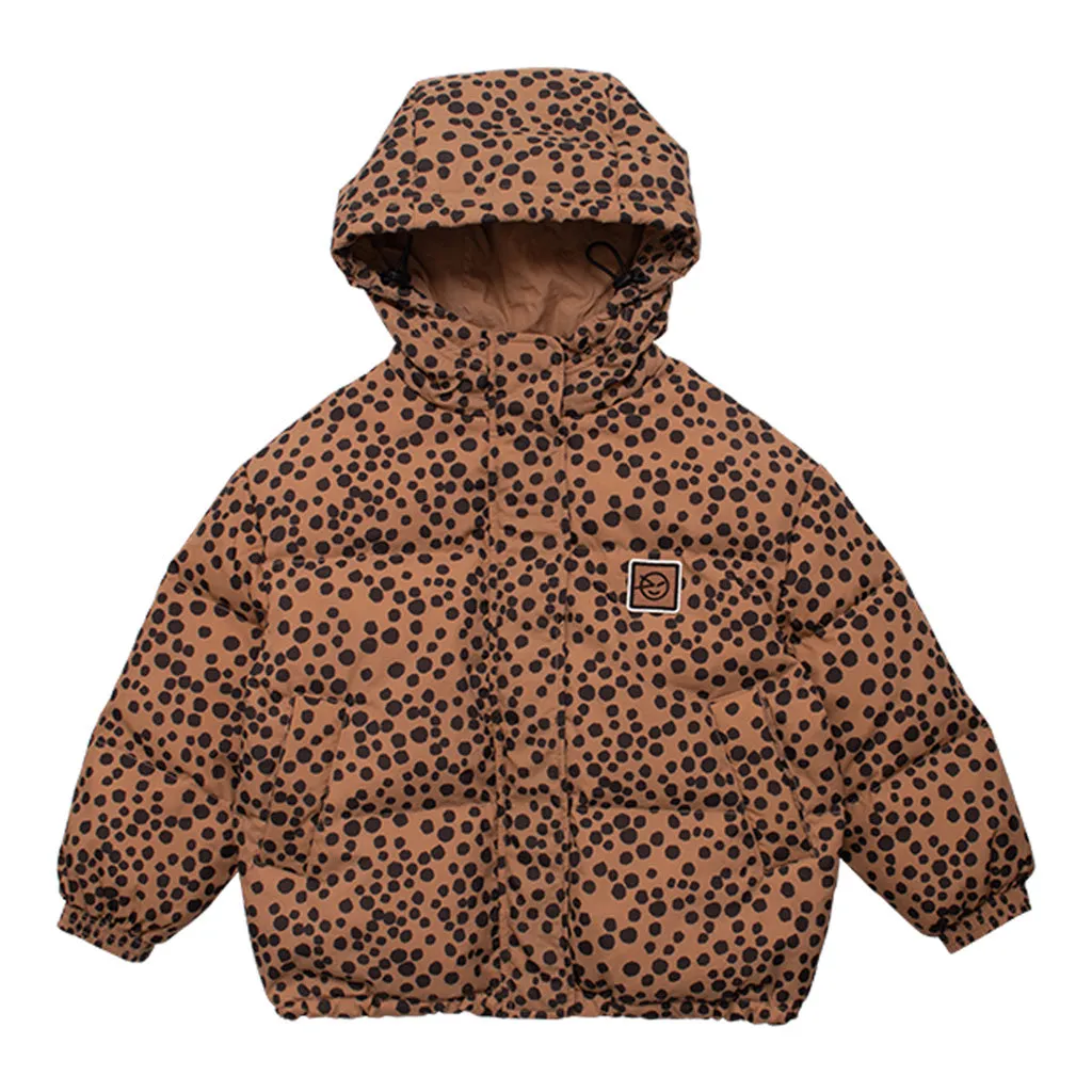 Coat Short Down Animaux Tan Black