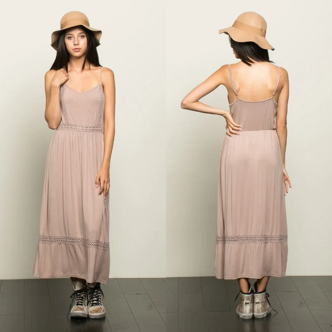 Crochet Lace Inlay Maxi Dress
