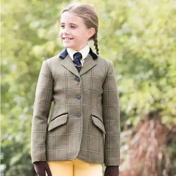 Equetech Stowe Deluxe Junior Tweed Riding Jackets - Green