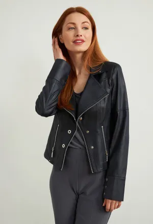 Faux Leather Jacket in Ink