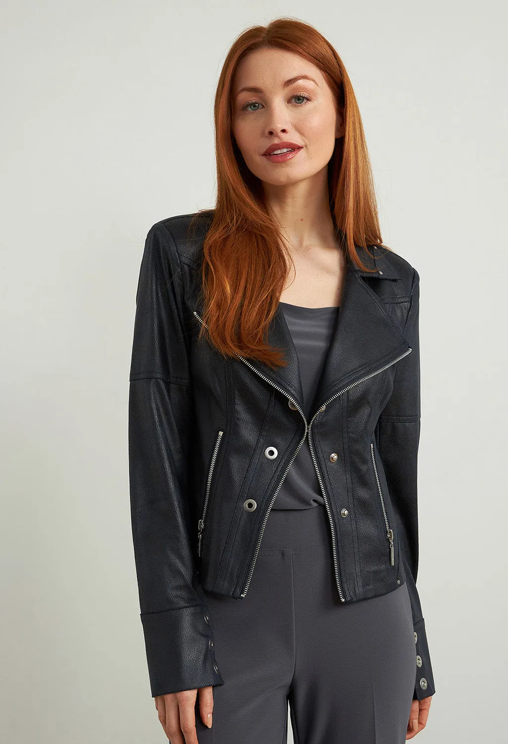 Faux Leather Jacket in Ink