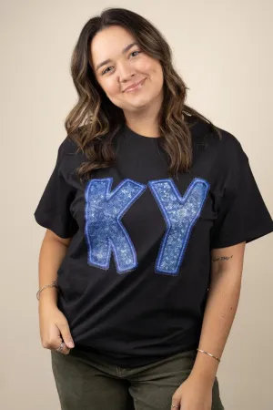 Faux Sequin KY Transfer Short Sleeve Relaxed Fit T-Shirt