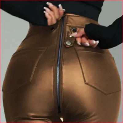 Fleece Lining Crotch Zipper Women’s Leggings in Various Colors
