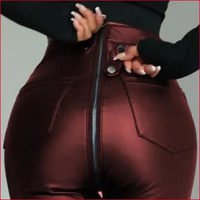 Fleece Lining Crotch Zipper Women’s Leggings in Various Colors