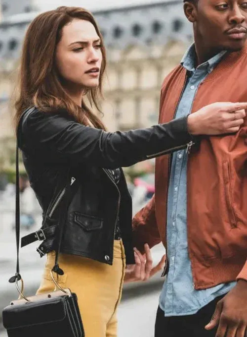 GOD FRIENDED ME Leather Jacket Worn by Violett Beane