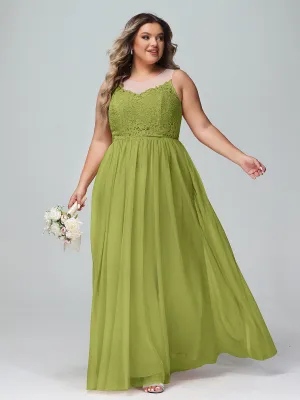 Illusion Neckline Lace and Tulle Maxi Dress-Clover Plus Size