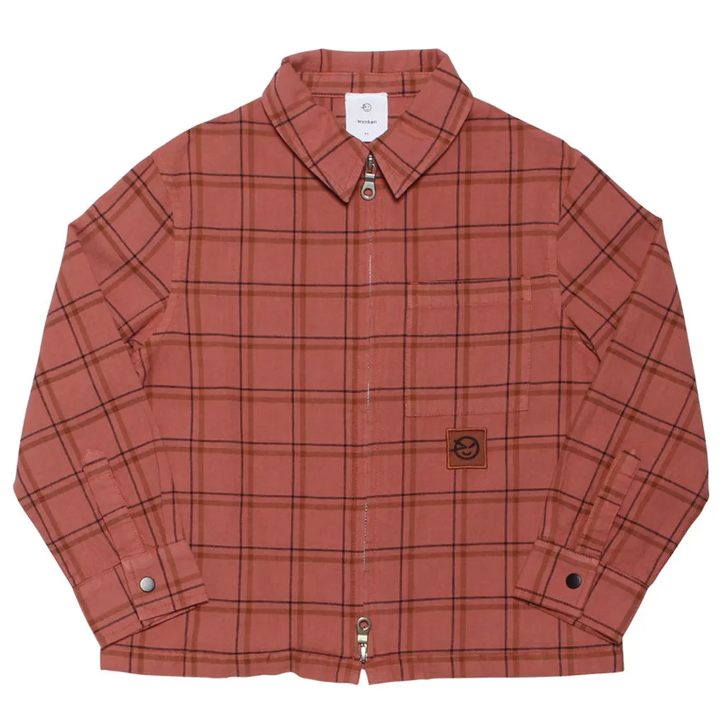 Jacket Box Zip Deep Coral Check